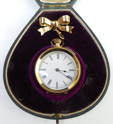 Lot 2680 - A continental 18ct gold cased open face fob...