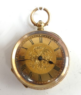 Lot 2682 - A continental 14ct gold cased fob watch,...