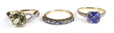 Lot 2625 - A modern 9ct gold, tanzanite and diamond point...