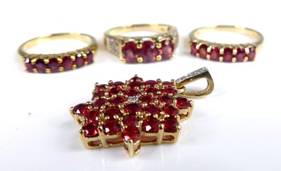 Lot 2737 - A modern 9ct gold Malawi ruby set half...