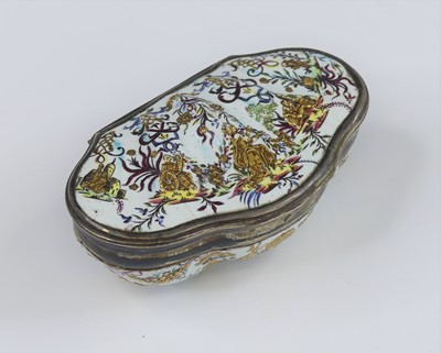 Lot 2392 - A continental white metal and enamel snuff box,...