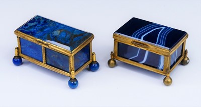 Lot 2404 - A blue polished agate and gilt metal trinket...