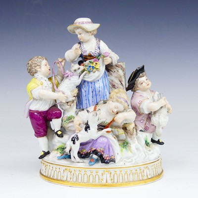 Lot 2127 - A Meissen porcelain figure group of children,...