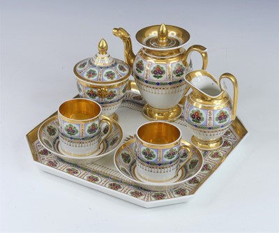 Lot 2091 - A continental porcelain tete-a-tete set,...