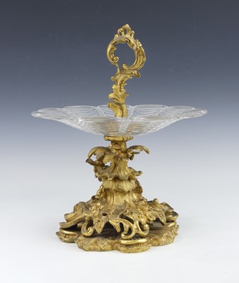 Lot 2411 - A gilt bronze and cut glass table centrepiece,...