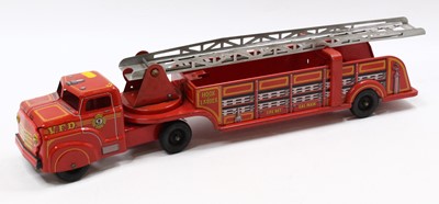 Lot 2020A - Marx tinplate and articulated VFD Fire engine...