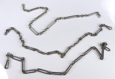 Lot 2749 - A George V silver trombone link watch chain,...