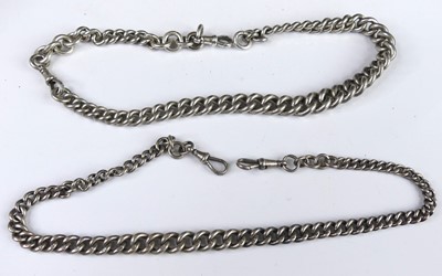 Lot 2750 - A heavy silver graduated curblink watch chain,...