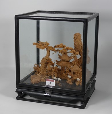 Lot 3 - A 20th century Chinese cork diorama of pagodas...