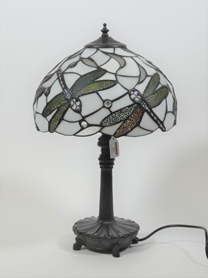 Lot 17 - A Tiffany style table lamp, having a stained...