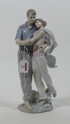 Lot 22 - A Lladro porcelain figure group of a courting...