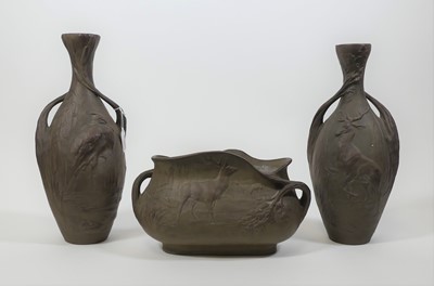 Lot 33 - Charles Virion, a pair of pottery vases,...