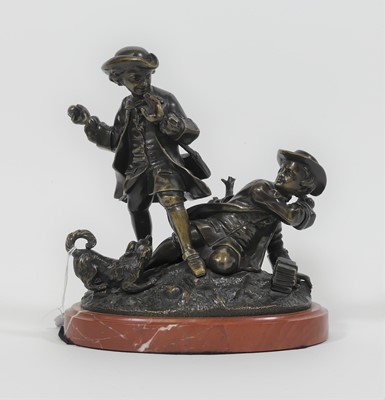 Lot 39 - A late 19th century French bronze figure group,...