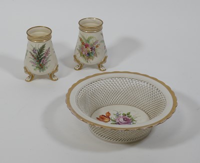 Lot 43 - A pair of Worcester vases, each enamel...