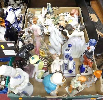 Lot 68 - A collection of porcelain and pottery figures,...