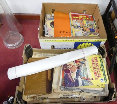 Lot 61 - Two boxes of vintage magazines and ephemera,...