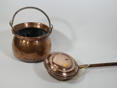 Lot 92 - A large Victorian copper pan and a Victorian...