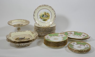 Lot 94 - A Coalport Green Batwing part dessert service,...