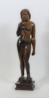 Lot 110 - A carved hardwood figure of a lady, h.66cm