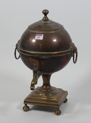 Lot 103 - A 19th century copper and brass samovar, of...