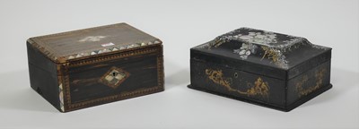 Lot 118 - A Victorian papier-mache and mother of pearl...