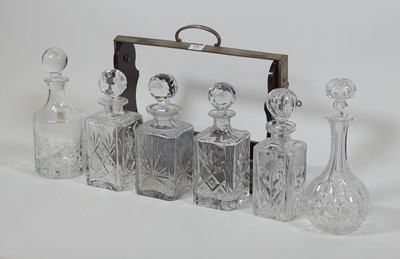 Lot 190 - A collection of six various glass decanters,...