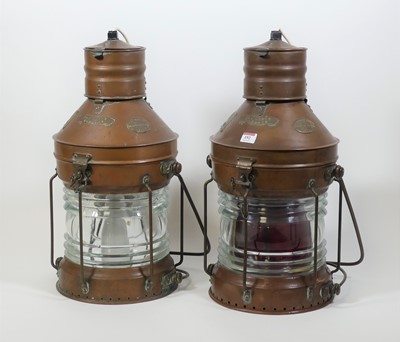 Lot 192 - A pair of 19th century brass and copper ship's...