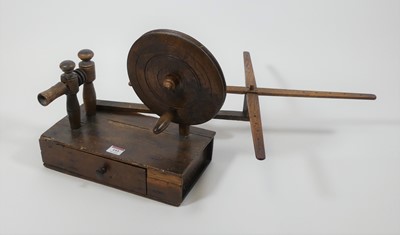 Lot 193 - An oak and pine lace-making bobbin winder, h.32cm