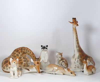 Lot 240 - A Lomonosov porcelain figure of a giraffe,...