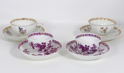 Lot 249 - A pair of Meissen porcelain tea cups and...