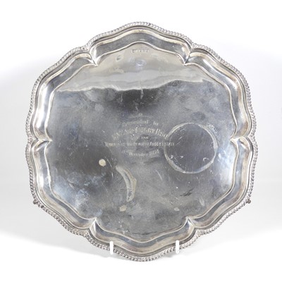 Lot 264 - A George V Walker & Hall silver salver,...