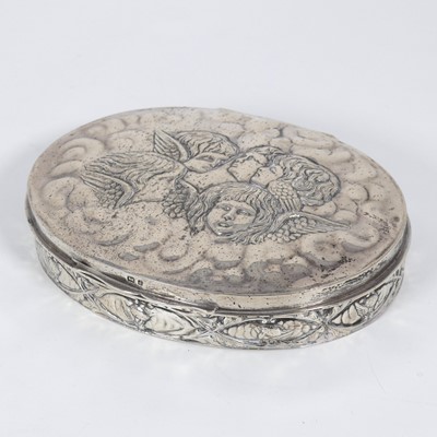 Lot 275 - A late Victorian silver box, of oval form, the...