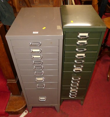 Lot 1113 - A grey painted metal 9-drawer stationery chest...