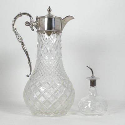 Lot 285 - A silver mounted glass claret jug, London 1972,...