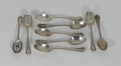 Lot 337 - A set of eight George V silver teaspoons,...