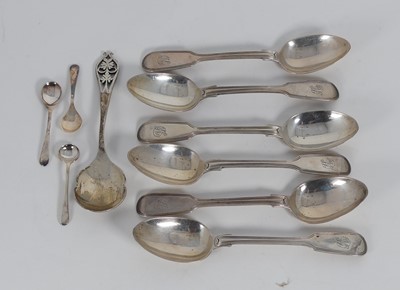 Lot 344 - A set of six Victorian silver Fiddle pattern...