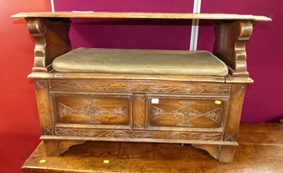 Lot 1162 - An early 20th century line carved oak...