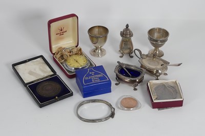 Lot 351 - A collection of silver table cruet items and...