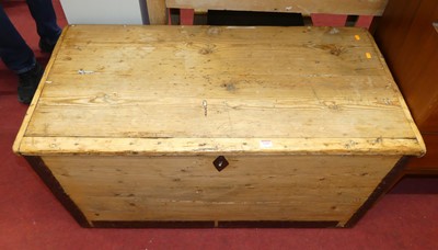 Lot 1185 - A rustic boarded pine and metal bound hinge...