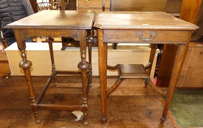 Lot 1194 - A 1920s oak single drawer two-tier side table,...