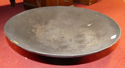 Lot 1199 - A circular black painted iron garden fire pit,...