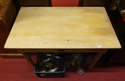 Lot 1208 - A small Victorian pine single drawer kitchen...