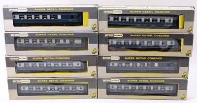 Lot 451 - Eight Wrenn Pullman blue/grey cars, all white...