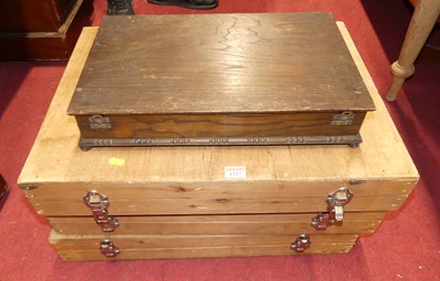 Lot 1227 - A set of three pine and ply scratch-built...