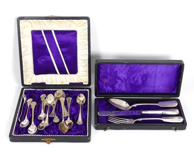 Lot 376 - A continental white metal christening set,...