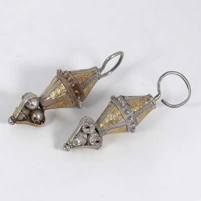 Lot 382 - A pair of middle eastern white metal earrings