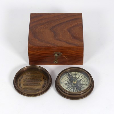 Lot 383 - A reproduction Stanley pocket compass, boxed