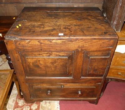 Lot 1236 - An adapted joined and panelled elm hinge...