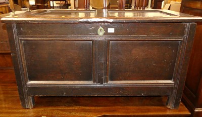 Lot 1254 - An 18th century joined oak two panelled plain...