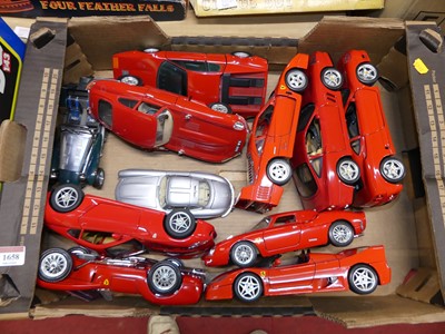 Lot 1658 - A tray of Burago 1/18 scale loose diecast to...